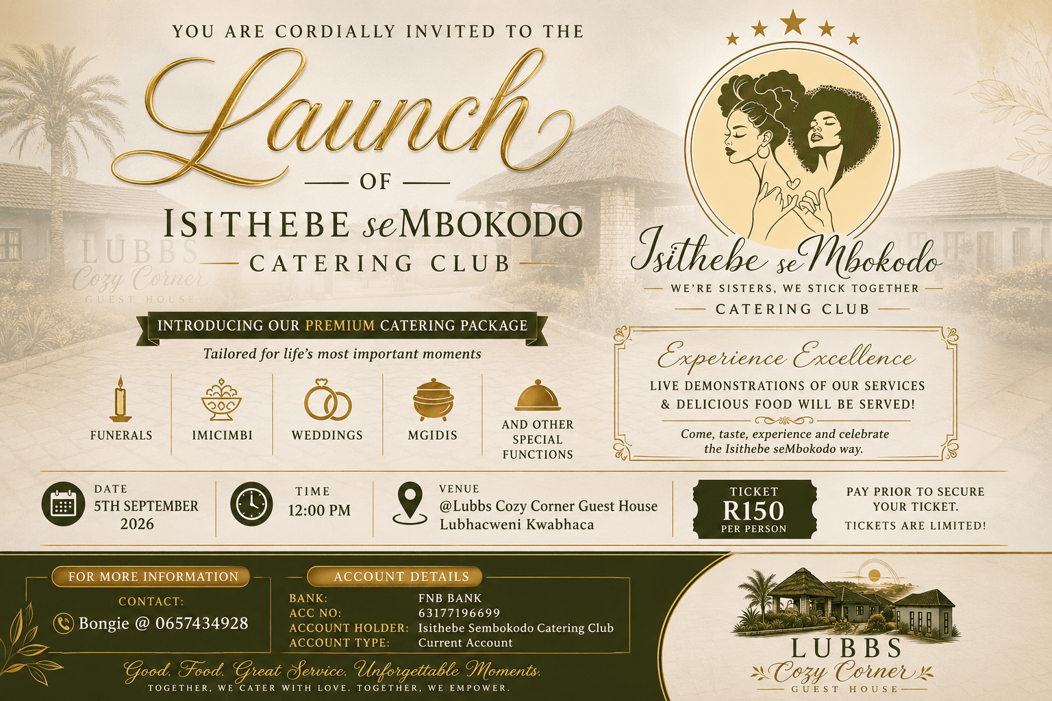 Launch of Isithebe seMbokodo Catering Club invitation